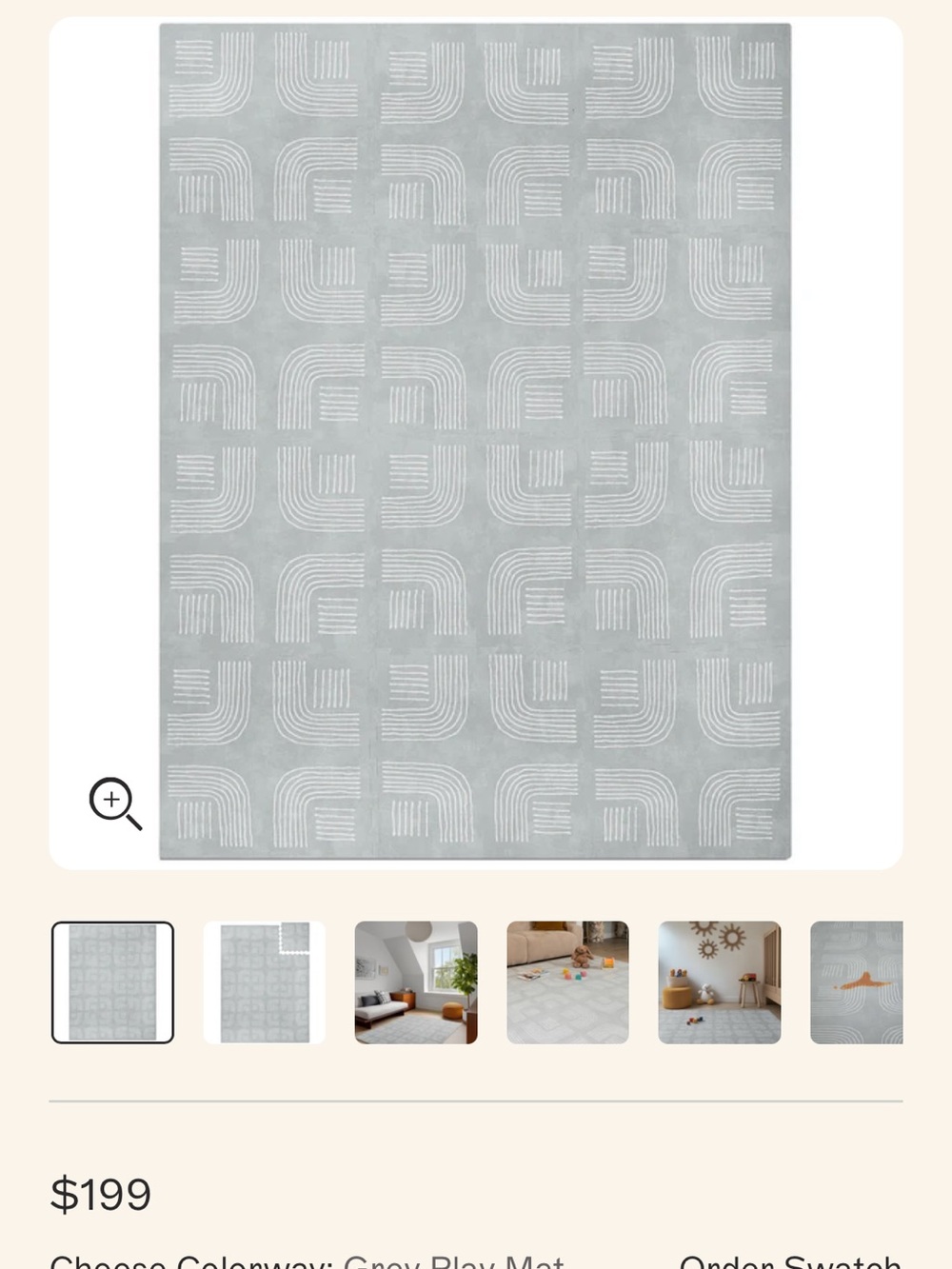 Grey Play Mat with Geometric Pattern - Kids Other
